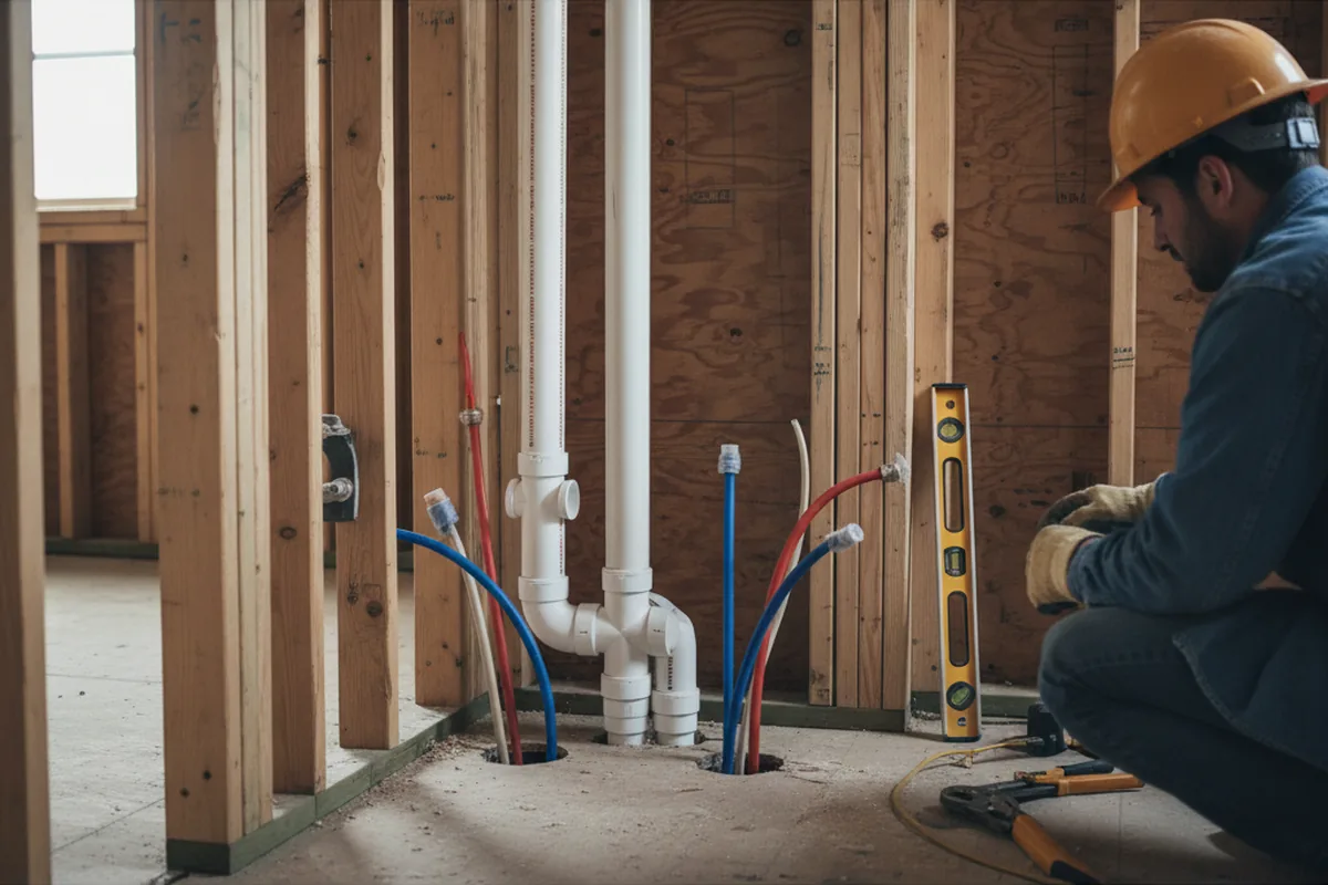 Drain and supply rough-in during Garbage Disposal Repair in Empire